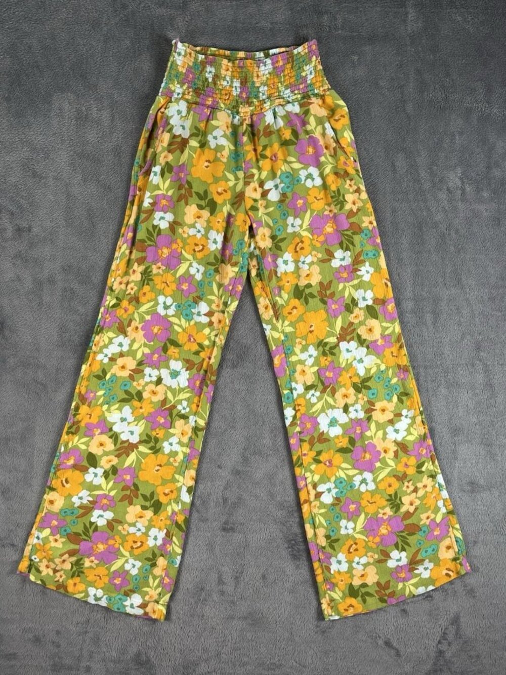 Billabong AOP Floral Elasticated Beach Pants Wide Leg Loose Fit Women's Size S